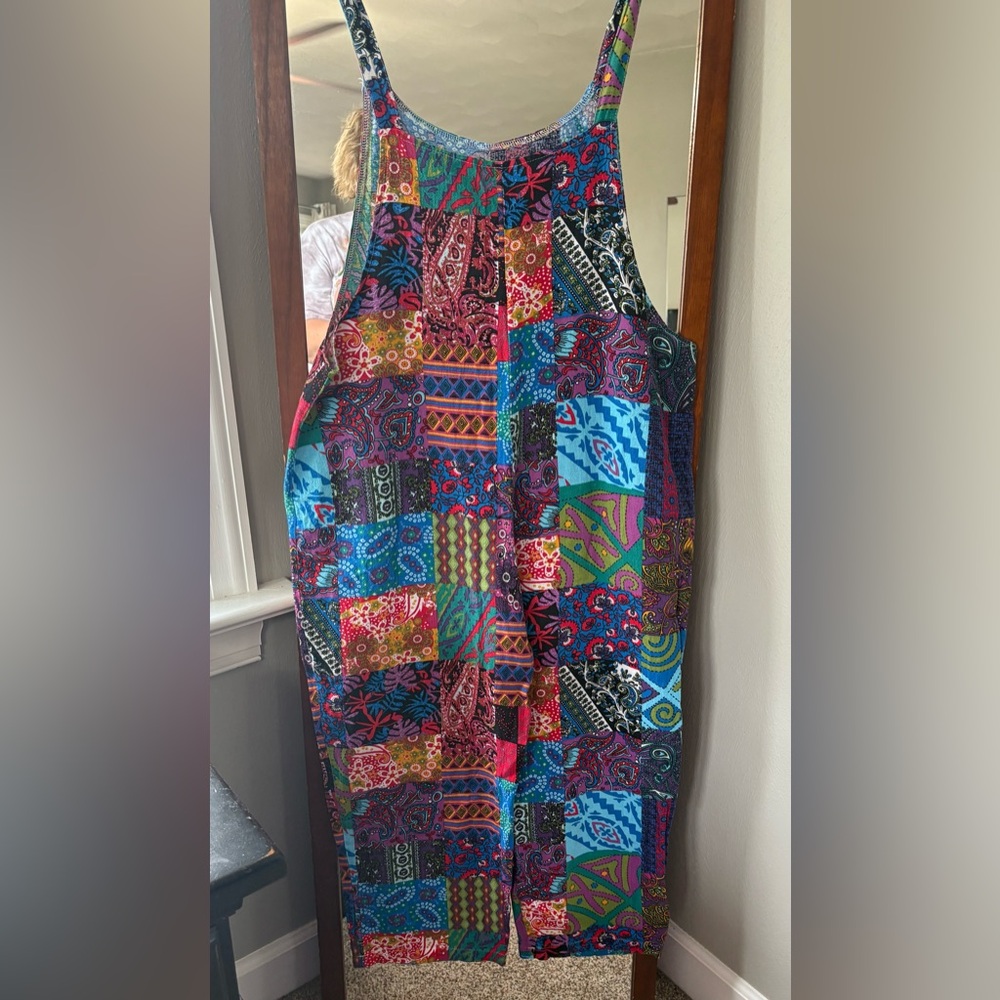 Boho Multicolor Patchwork Overalls - image 2